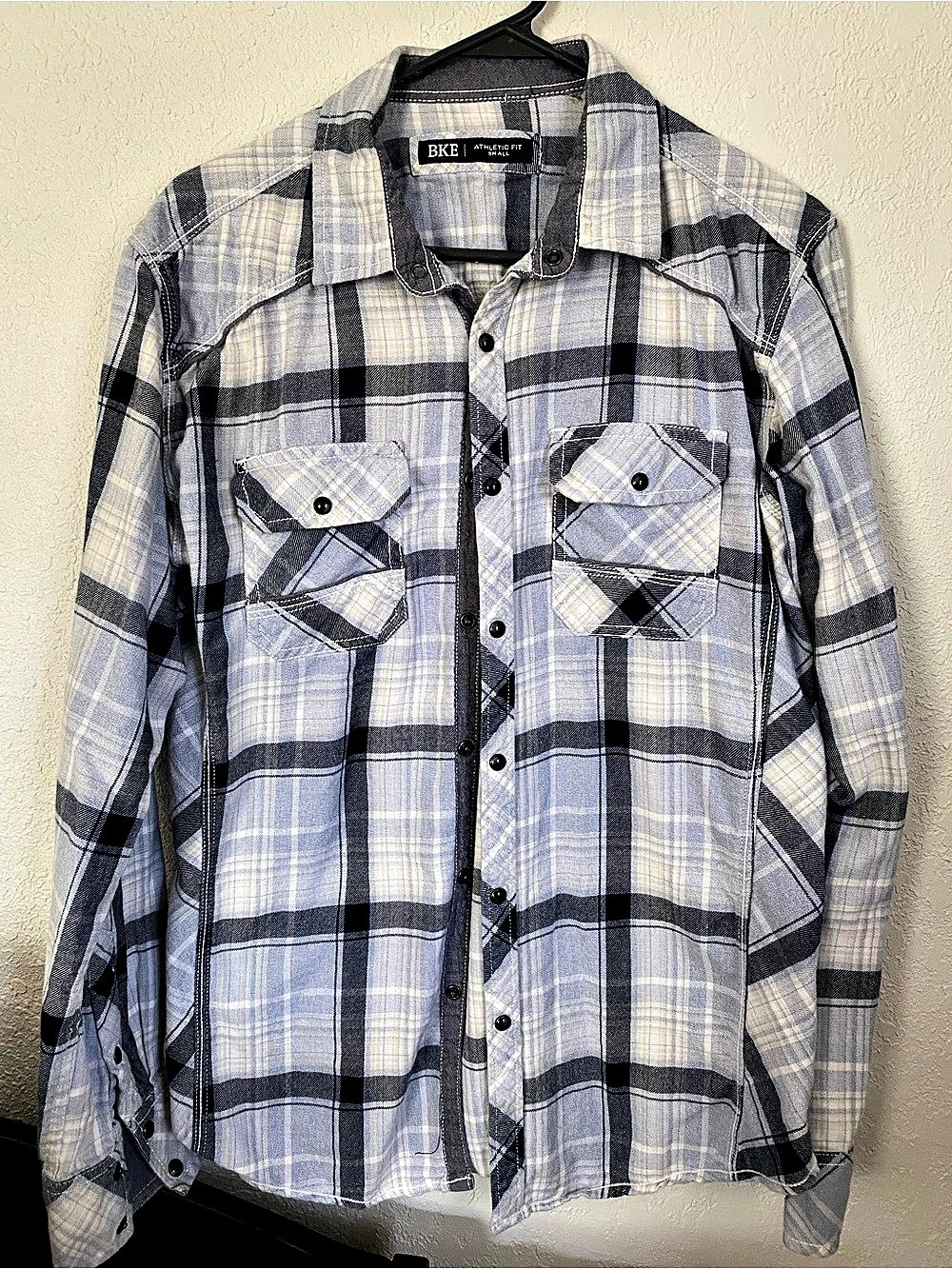 BKE Athletic Fit Plaid Shirt Plaid Cotton Shirt Size Small Like New